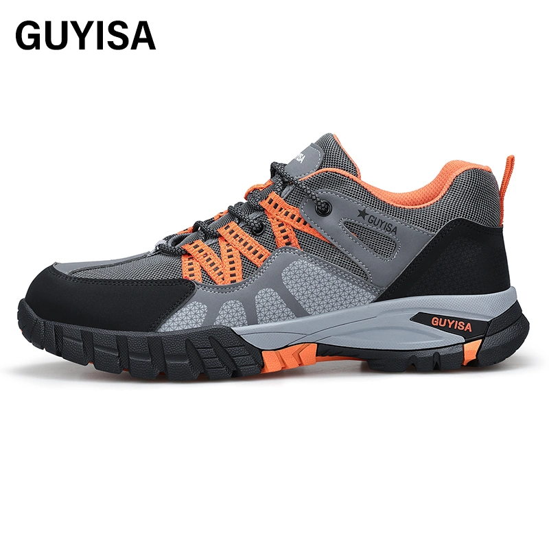 Guyisa Outdoor Fashion Safety Shoes Soft Waterproof Microfiber Leather Surface Steel Toe Safety Work Shoes