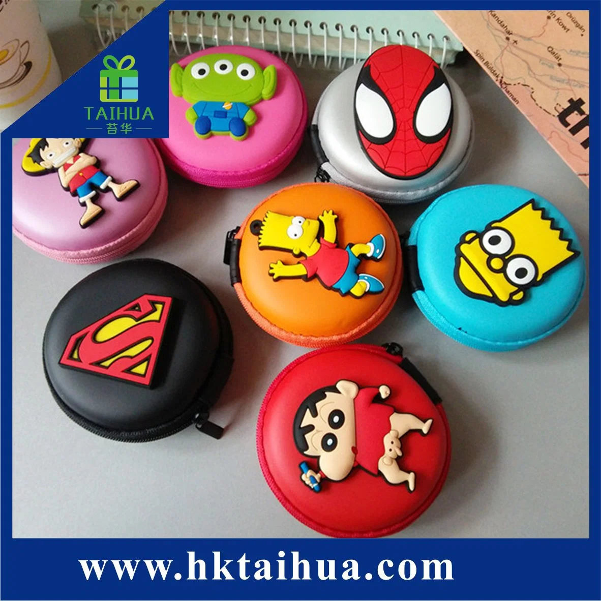 Hot Selling Portable Cartoon Zipper Coin Bag/Earphone Bag/Coin Purse