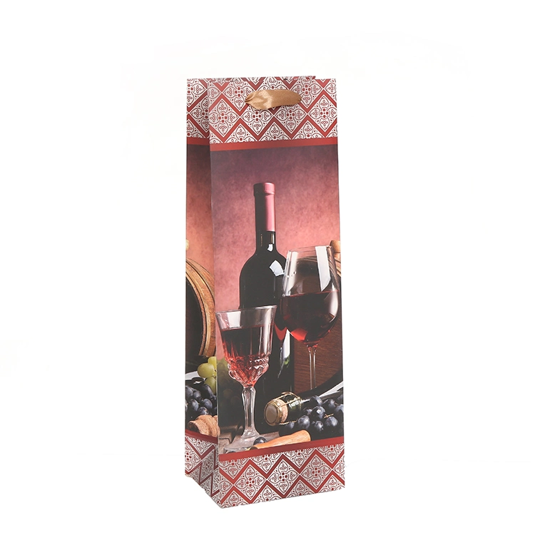 China Custom Logo Printed Paper Paper Wine Bag Manufacturer