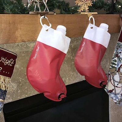 Christmas Decorations Party Santa Stocking Drink Beverage Dispenser Wine Folding Drinking Water Container Bag