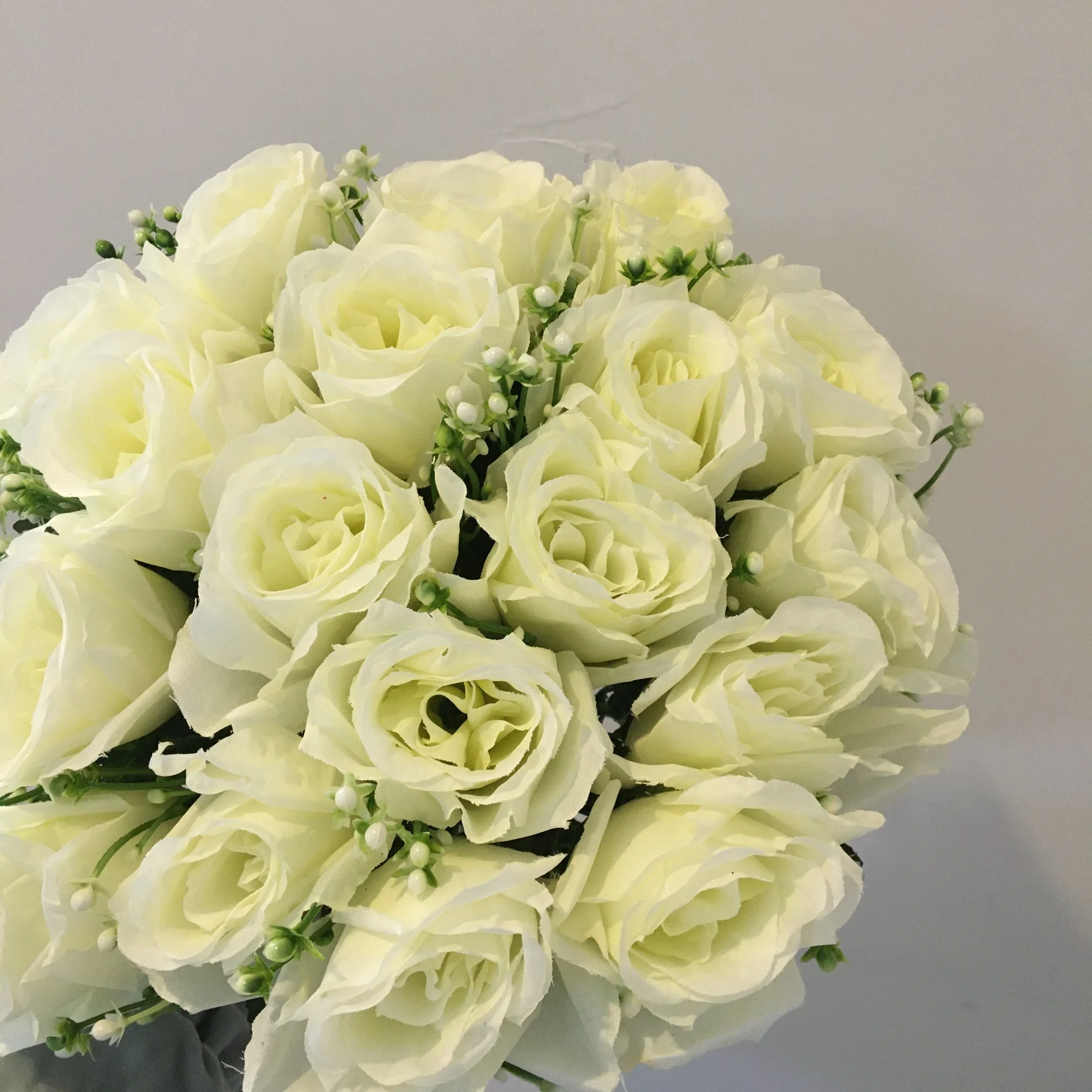 Bridal Bouquet 36cm Artificial Scream White Rose Flowers for Wedding