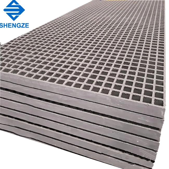 Mesh 38*38mm FRP GRP Fiberglass Plastic Molded Antiskid Heavy Duty Load Grating Sheet for Ditch Cover/Equipment Platform