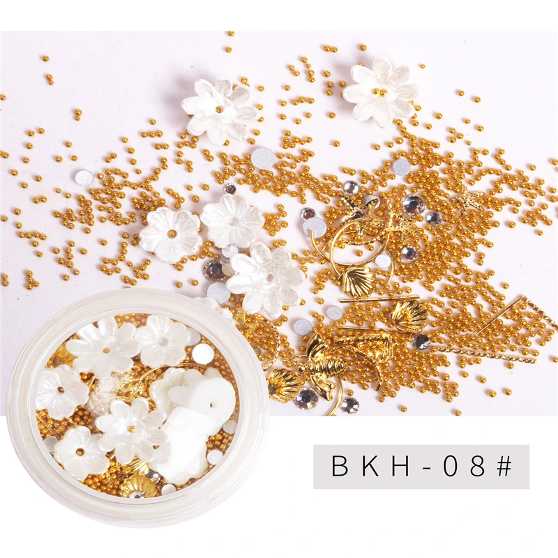 Nail Caviar 3D Staffil Steel Mini Nail Beads Shell Flower الديكور أكسسوارات مختلطة لصالون تجميل مانيكور المحترف