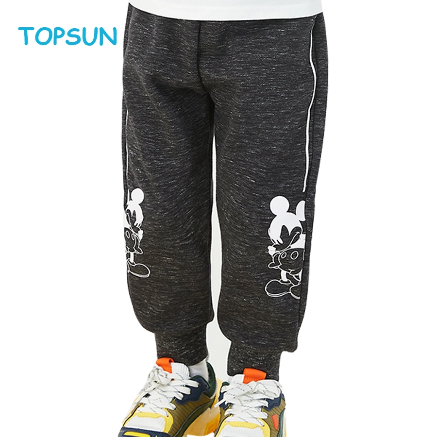 Spring Autumn Cotton Fleece Children Pants Print Logo Boy Girl Trousers