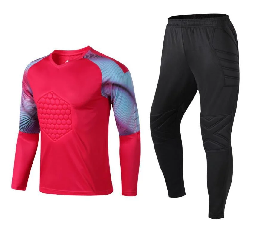 Long Sleeved Breathable Quick Dry Soccer Jersey Uniform in Stock Football Training Goalkeeper Jersey Set