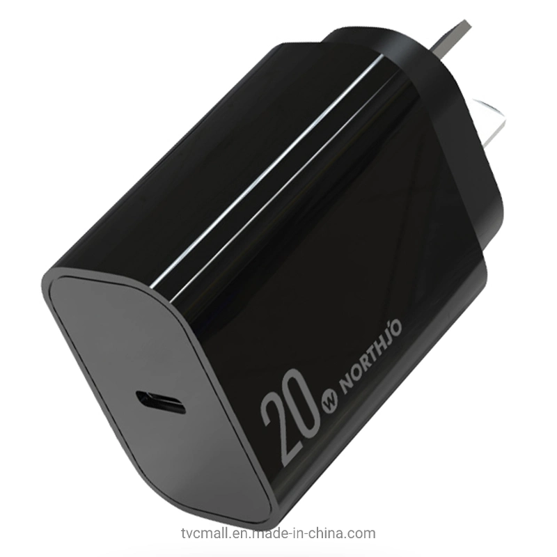 Northjo Nopd200601au Pd 20W Type-C Port Home Travel Wall Charger Fast Charging Power Adapter - Au Plug/Black