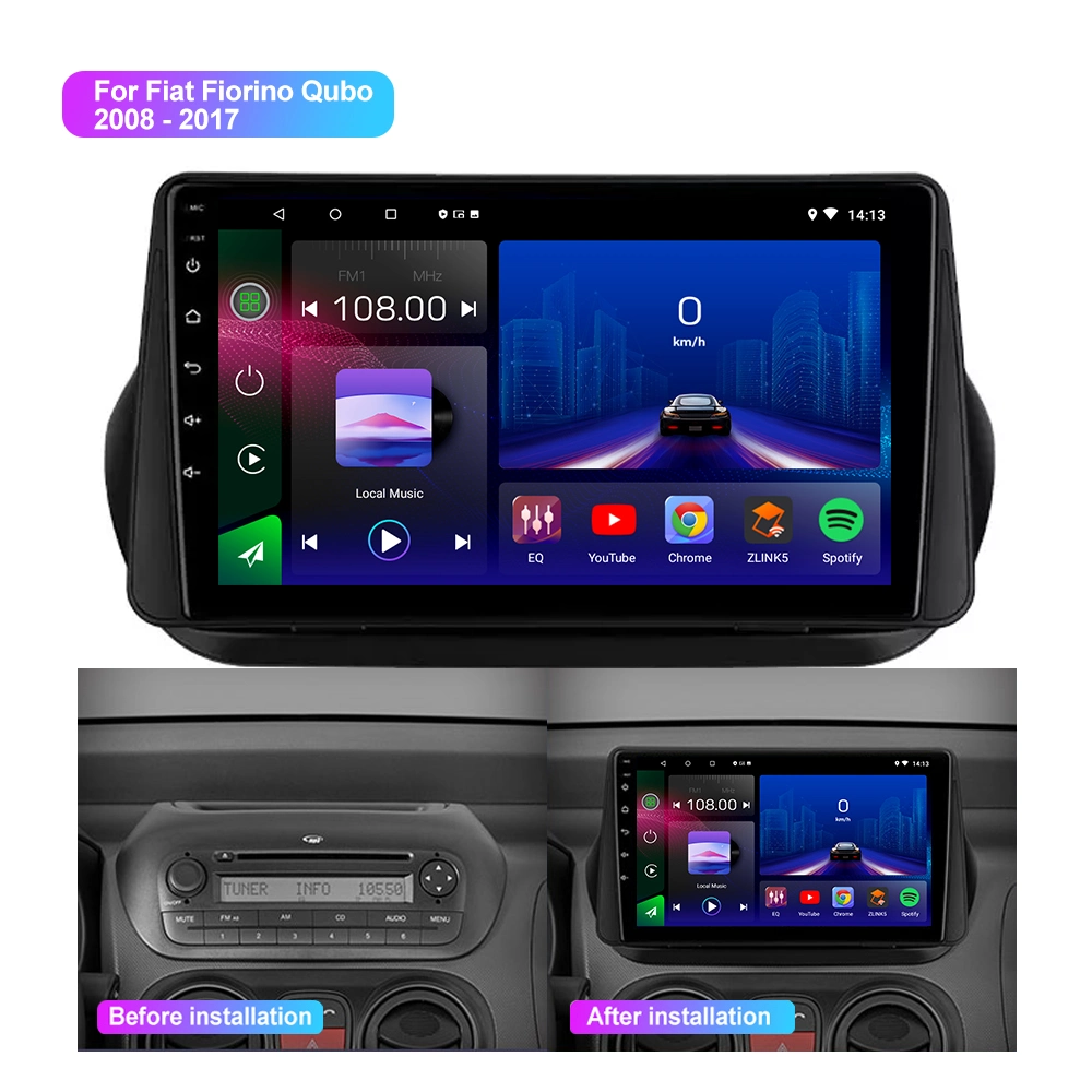 Tela de Toque Universal Jmance Estéreo Rádio GPS 9 polegadas Vídeo Carro Carro Leitor de DVD 1 DIN com tela para a Fiat Fiorino Qubo 2008 - 2017