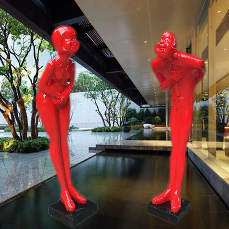 Изображение в натуральную величину крашенного металла приветствуем рисунок скульптура красный изгиб Man скульптура из стекловолокна для продажи