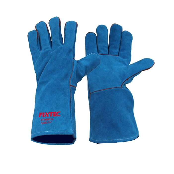 Fixtec 10" XL Heavy Duty Hand Gloves 13 Gauge White Polyester Blue Nitrile Palm Coated Work Gloves