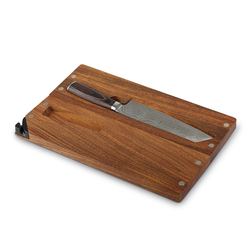 La cocina de madera plegable multiusos Camping Tabla de cortar con cuchillo