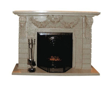 White Indoor Marble Fireplace (YXFP-007)