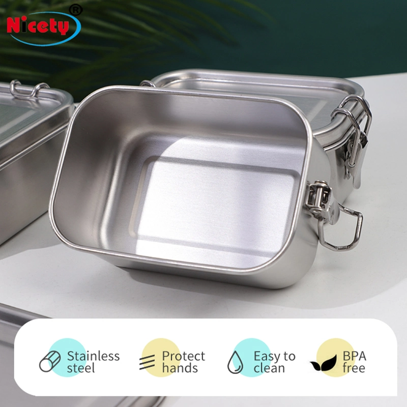 Square Leakproof Mini Stainless Steel Salad Box Lunch Box Food Container Snack Box