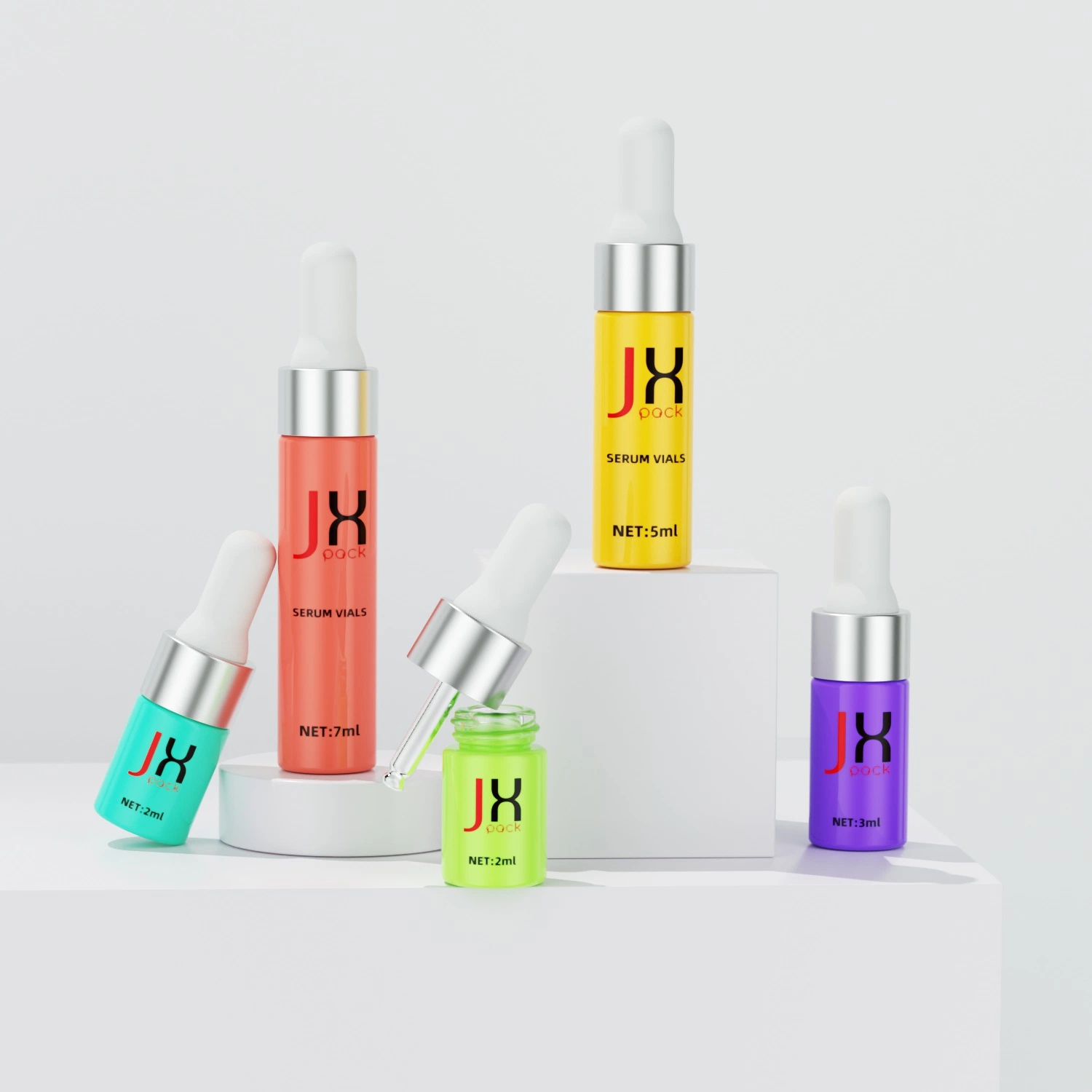 2ml 3ml 5ml 7ml muestra de vidrio de aceite esencial de prueba personalizada Vial cosmético