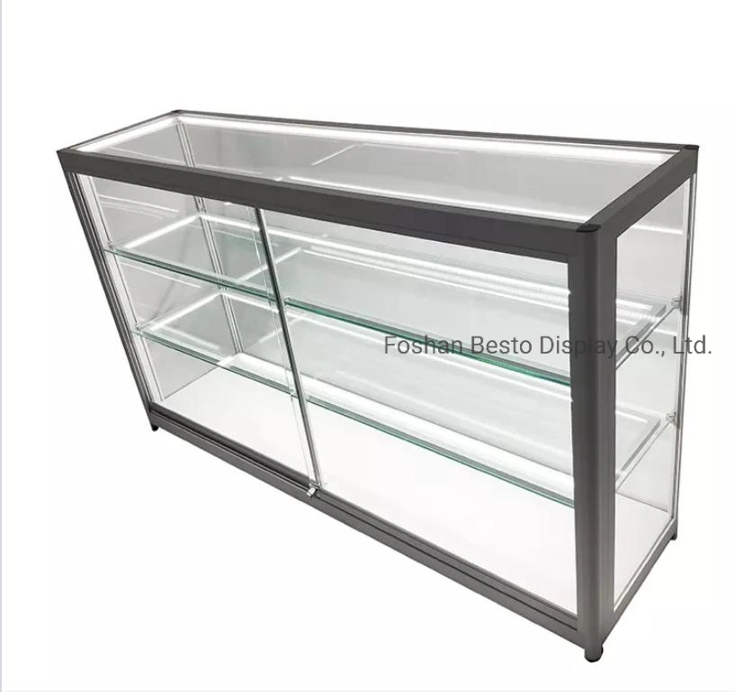 Retail Display Glass Counter Made of Temper Glass for Vape Store, Smoke Shop, vape Shop, Retail Shops, Museum, Jewelry Display with Slidding Door.