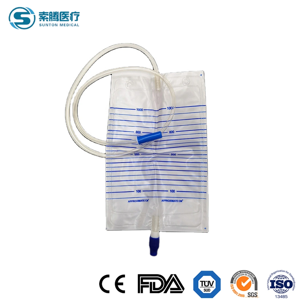 Sunton Urometer Bag China Suppliers CE Disposable Urine Bags Travel Disposable High quality/High cost performance  Catheter Bag Women Medical PVC 2000ml Urine Drainage Bag with Valve