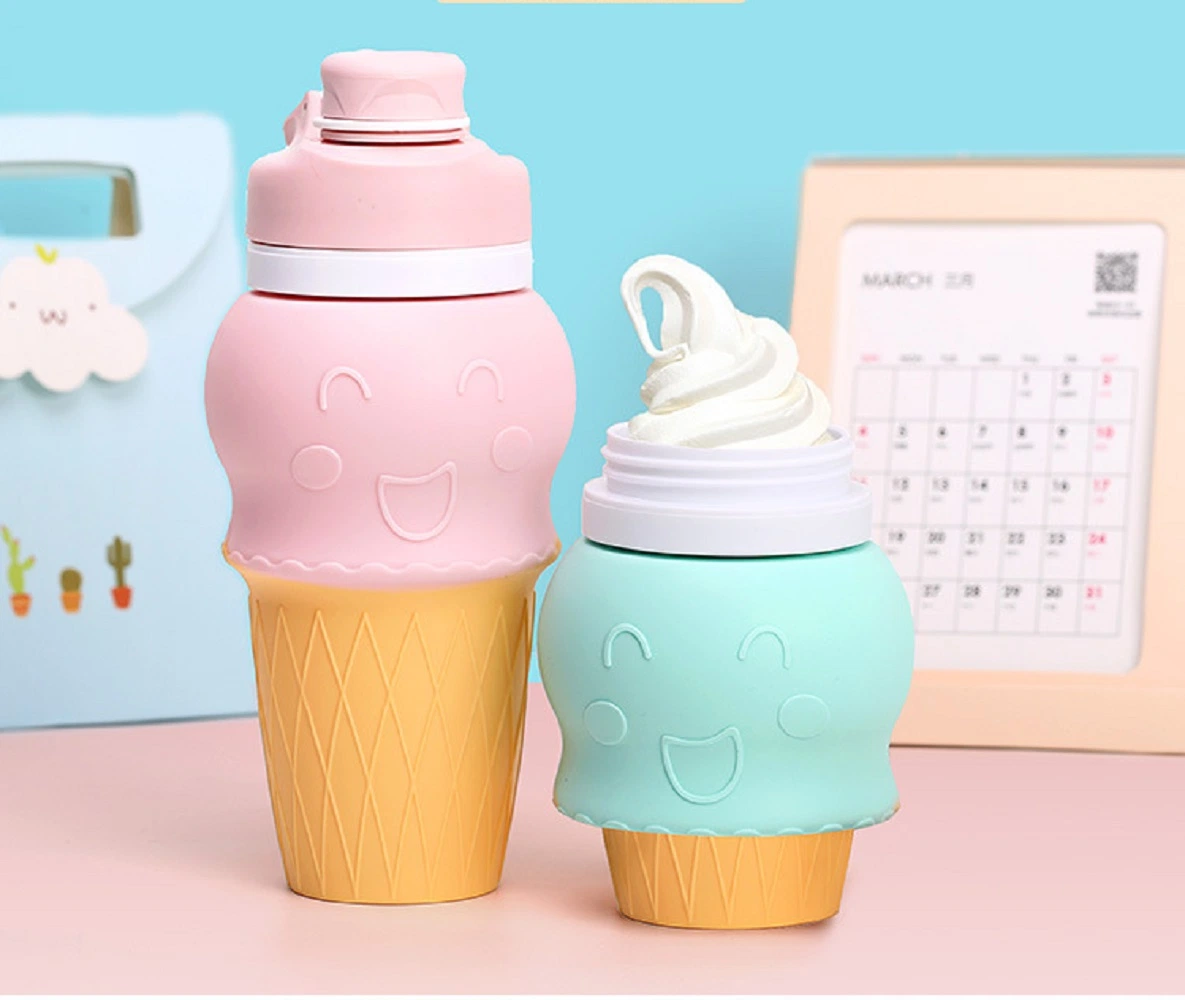 Foldable Silicone Water Bottle Kids Ice Cream Shape Soft Travel Drinking Bottle Esg17697