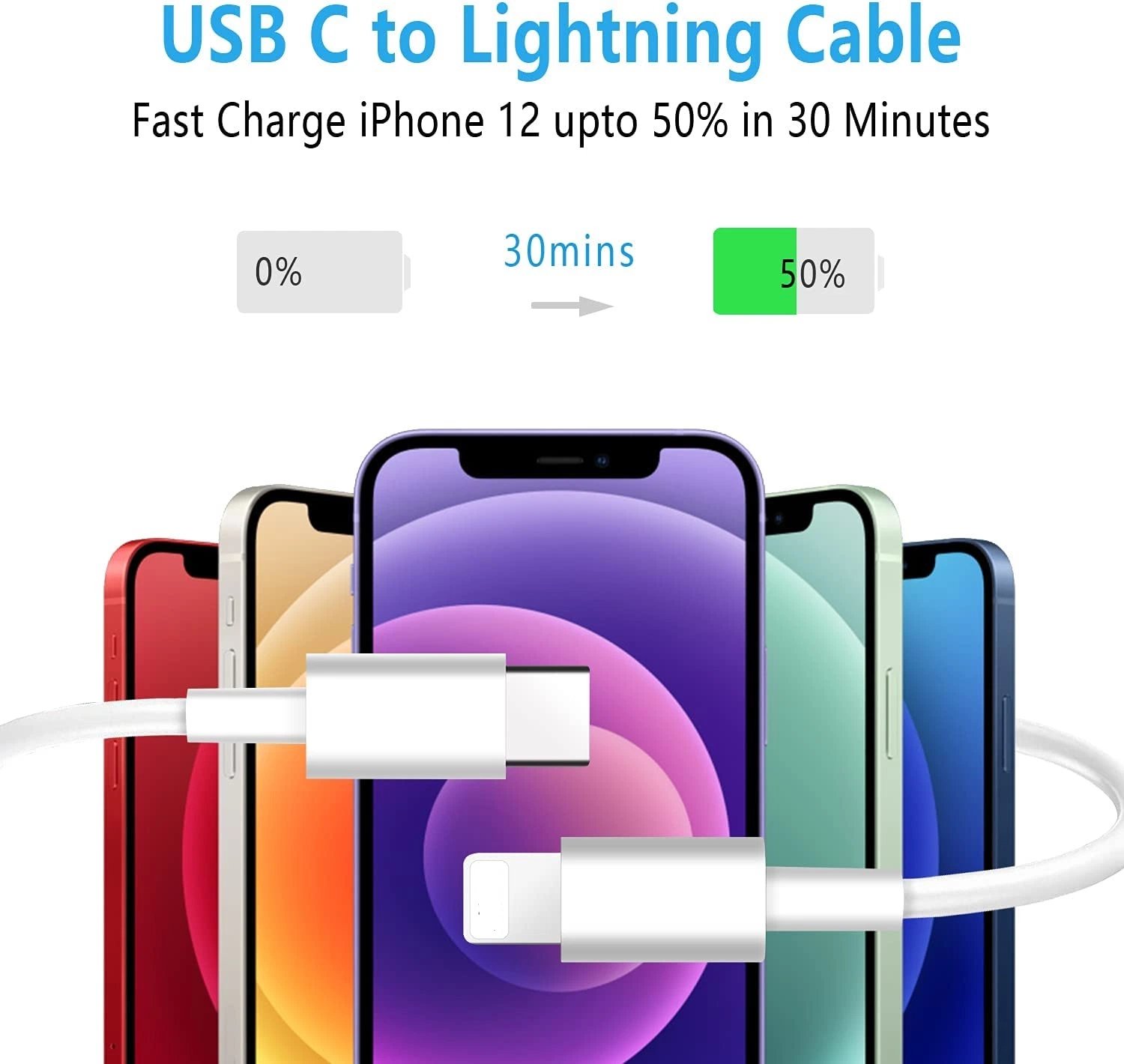 Pd 18W USB C to Lightning TPE Fast iPhone Charger