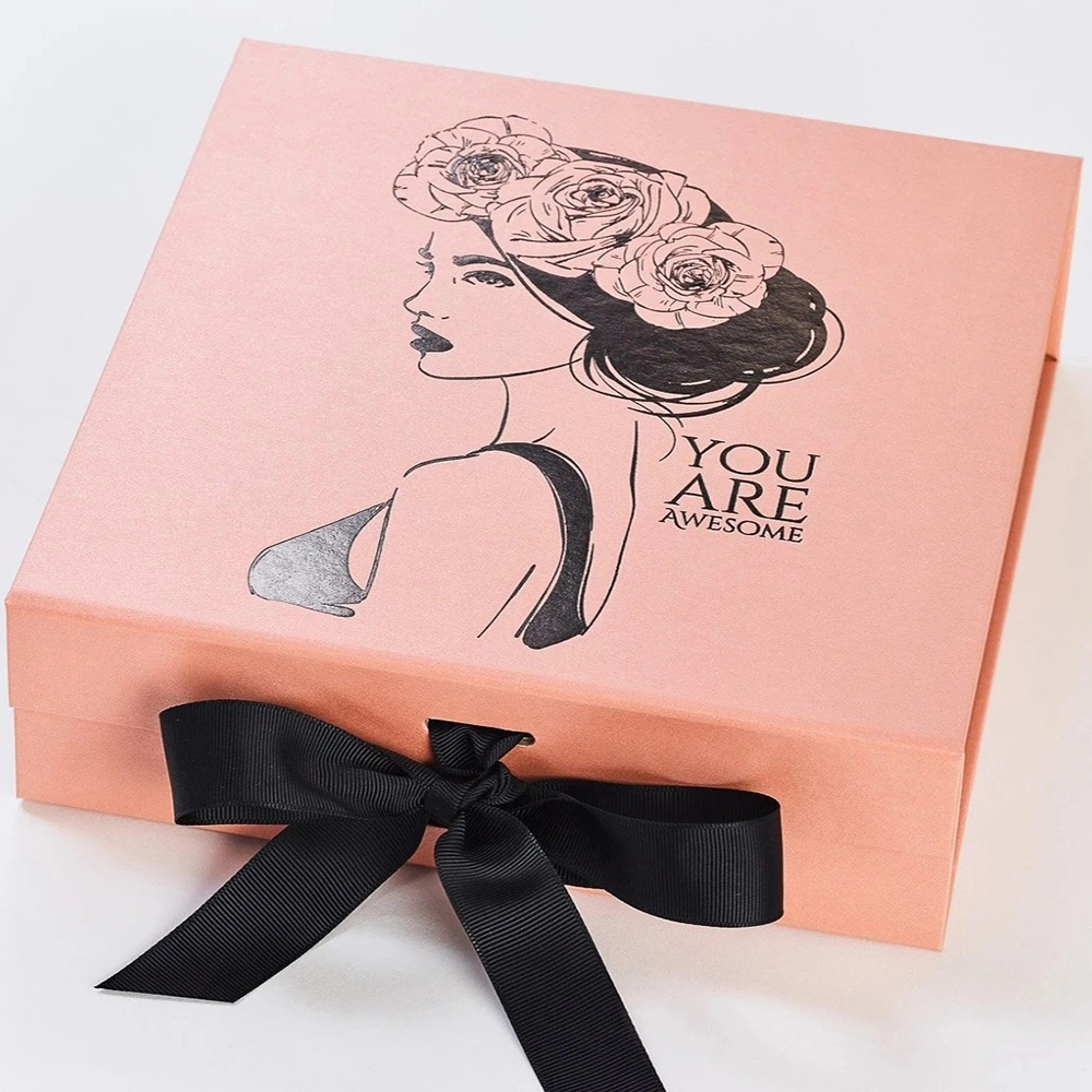 Four Color Logo Printing Cardboard Gift Box with Ribbon