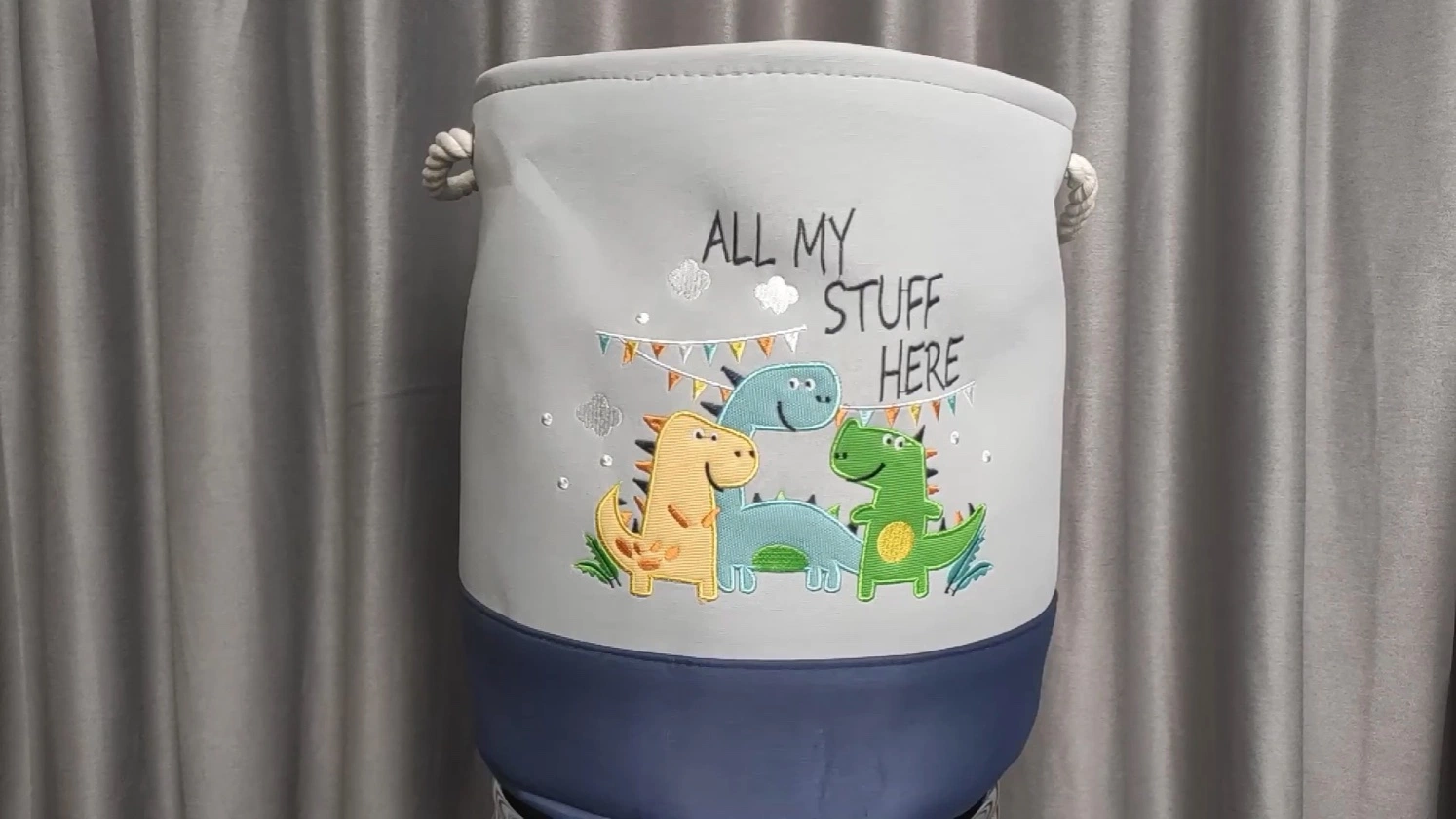 Round Kids Laundry Basket Cute Animal Pattern Toy Storage