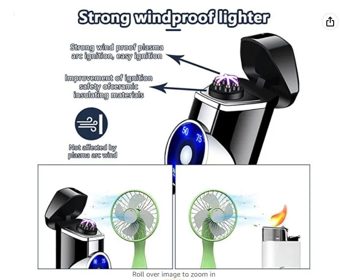 Electric Windproof Lighter Plasma Dual Arc USB Rechargeable Lighter