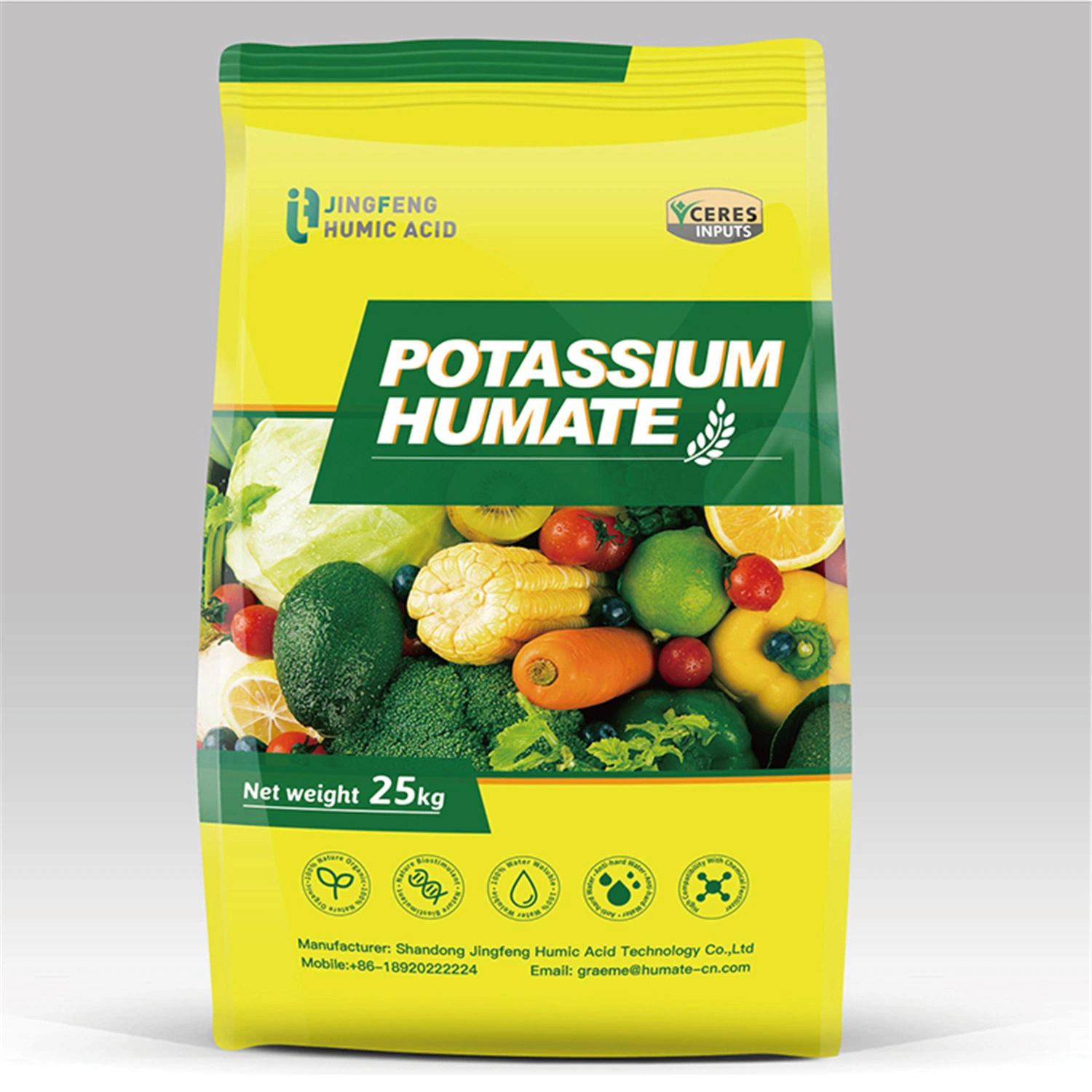 Super Potasio Humate Crystal 99.5% 12% Soluble K2o ácidos húmicos el 98%