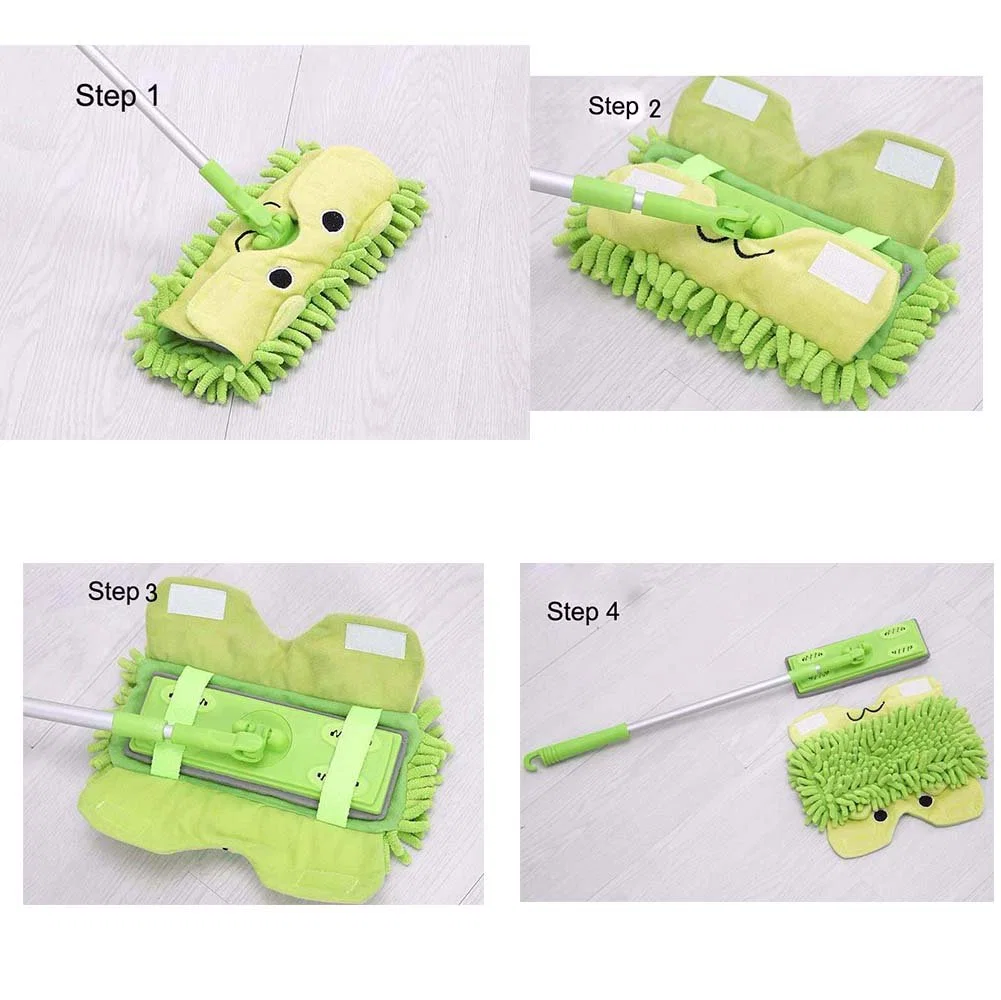 360 Degree Rotation Detachable Children Mini Microfiber Chenille Cartoon Flat Dust Mop