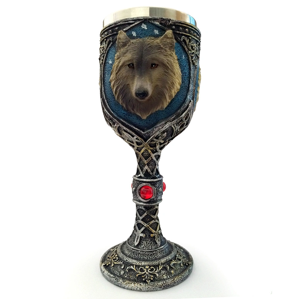 Stainless Steel Wolf Head Goblet Whiskey Cup Halloween Decor Beer Metal Cup