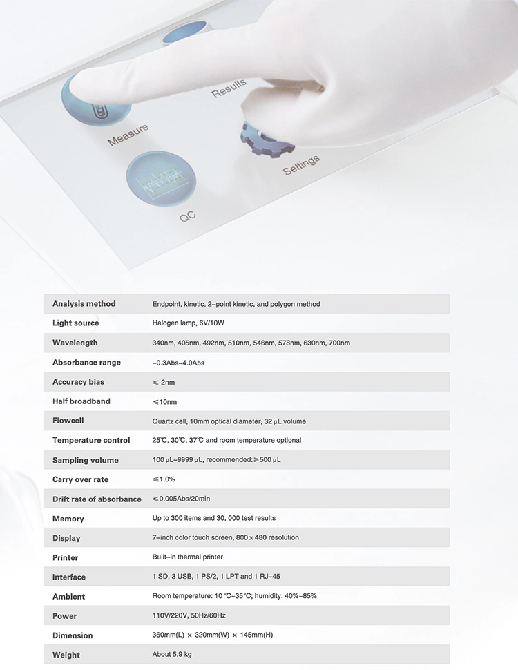 Urit-880 analizador portátil de prueba automática semi Equipos de Laboratorio de Química bioquímica Analyzer