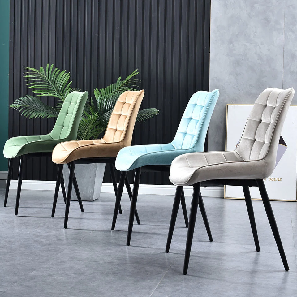 Wholesale Design Room Furniture Nordic Metal Leg Outdoor Wedding Chair MID Century Modern Restaurant Hall French Faux Leather Fabric Velvet Dining Chair