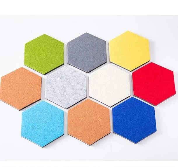 Hexagonal Shape Pet Fiber Acoustic Panel Bevel Edge Chamfer Edge