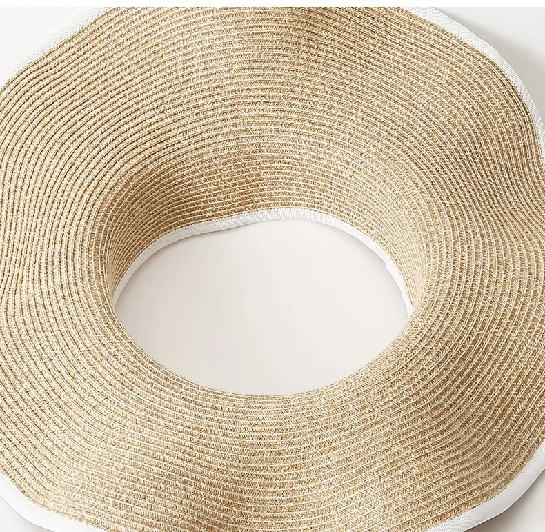 Viseras de paja plegable para mujeres protector solar ala ancha Sombrero de playa ajustable con sombreros de moda Sun