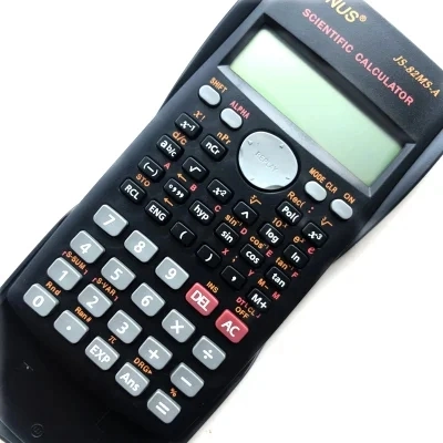 JS-82ms-a funciones de estilo negro Calculadora científica de 10+2 dígitos con botón Batería