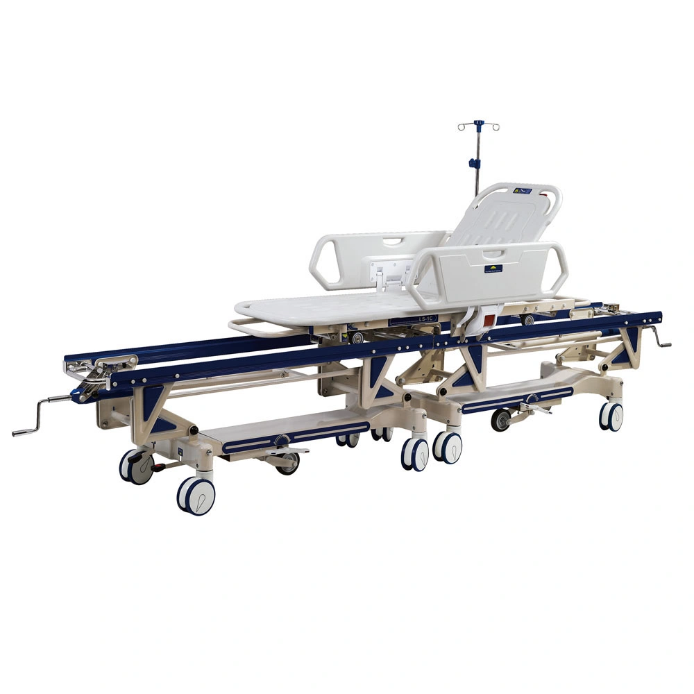 Manual Care Hospital Bed Trolley Ambulance Patient Operation Connecting Stretcher