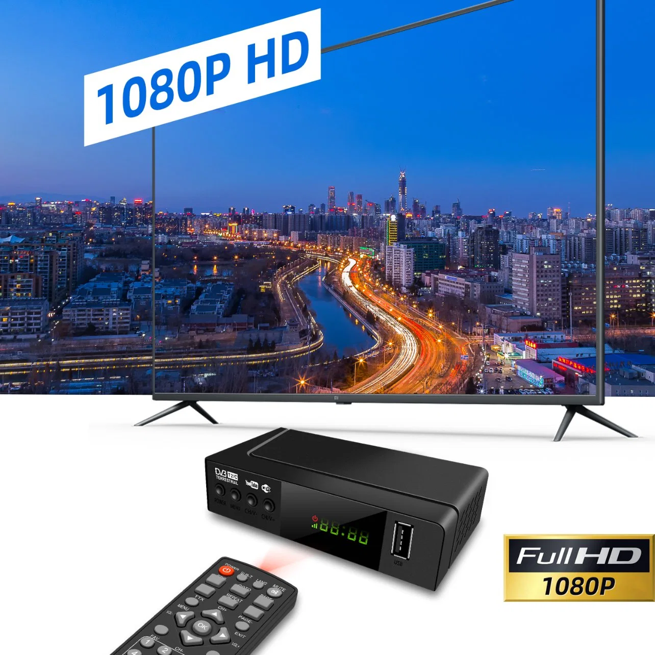 Receptor de TV DVB T2 Full HD compatível com TV MPEG4 MP3 Caixa de TV Digital para a Indonésia