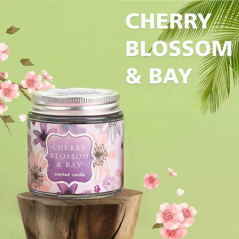 Cherry Blossom Smell Wholesale Private Label Wedding Custom Vegan Flower Aromatherapy Soy Wax Luxury Aroma Custom Scented Jar Candles for Home Decorative