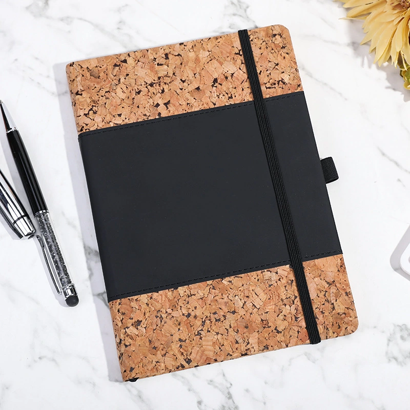 A5 PU Hardcover Leather Notebook with Pen Holder and Elastic Band, Promotional Recycled Notebook