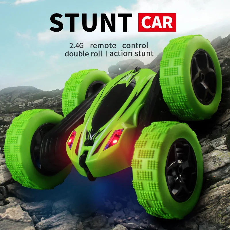 Ferngesteuertes Auto 360 Degree Friction Cars Radio Control Vehicle Rotating Light Toy 2.4GHz LED 4WD RC Stunt Car Double Sidet