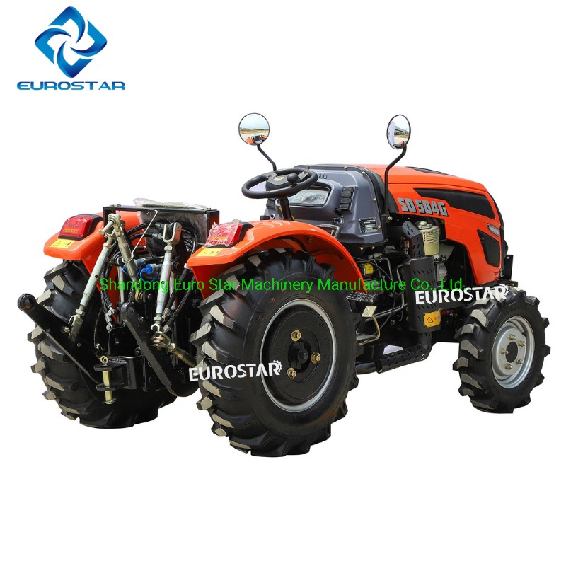 4WD 50HP Trator de Pomar Pequeno Trator Agrícola de Quatro Rodas Trator de Jardim Trator de Passeio Mini Trator para Máquinas Agrícolas Es5048g CE