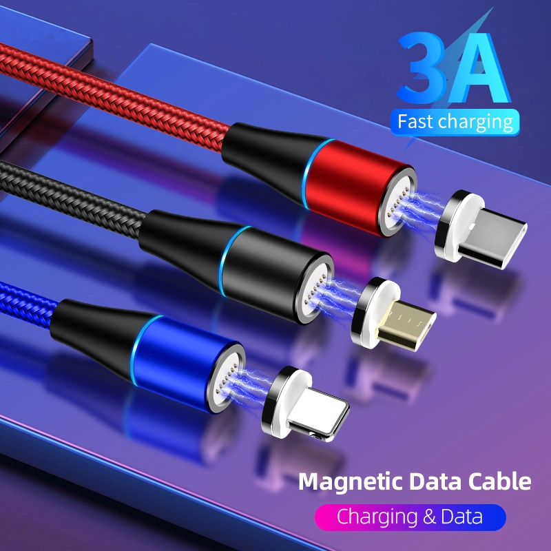 Großhandel/Lieferantspreis Magnetic 3A Schnellladung Telefonkabel 3 in 1 USB-Ladekabel Magnetische Datenkabel