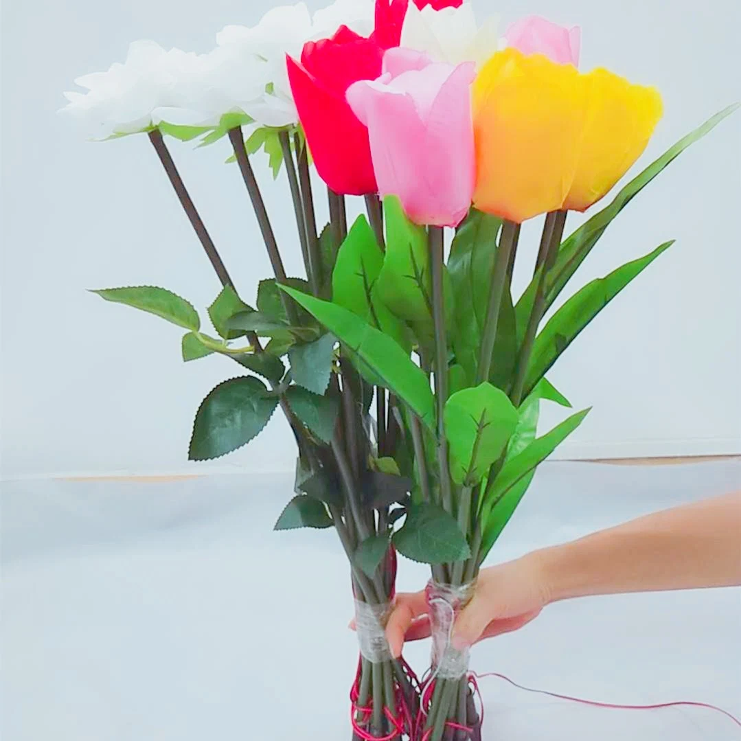 منتجات جديدة مصابيح الزهور البيضاء Fancy White Rose، الزهور الاصطناعية لزينة الزفاف تقف من العشاء الصيني