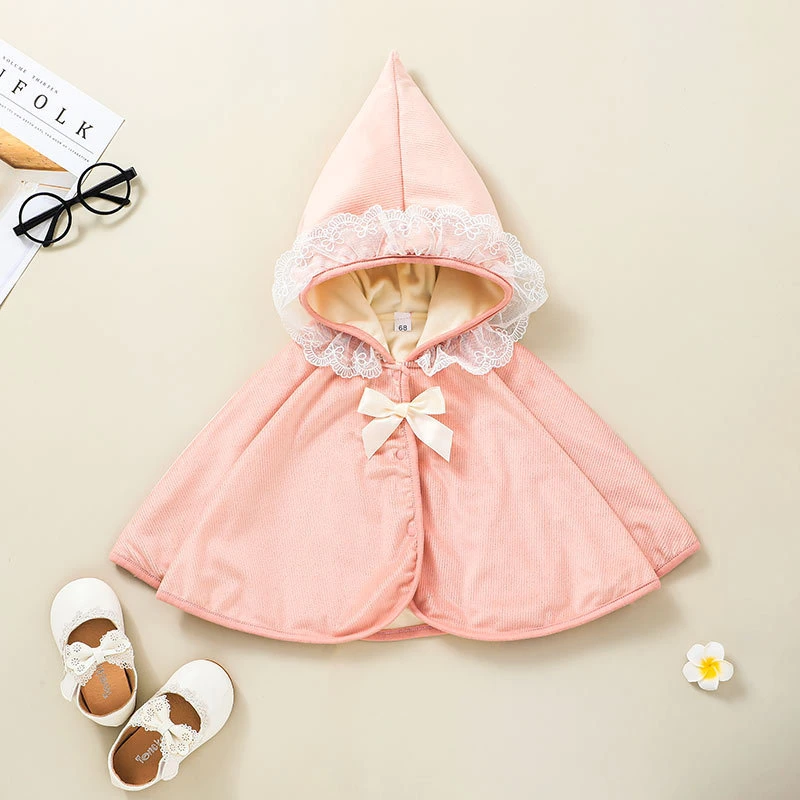 Baby Infant Girls Tops Winter Warm Coat Outerwear Cloak Toddler Jacket Kids Clothes Top Pink Poncho