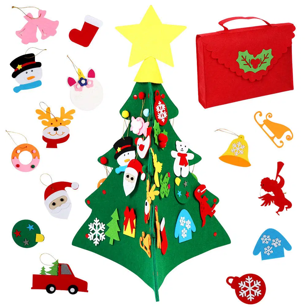 Different Model Hot Selling Felt Christmas Tree Xmas Decoration with LED Lights Optional