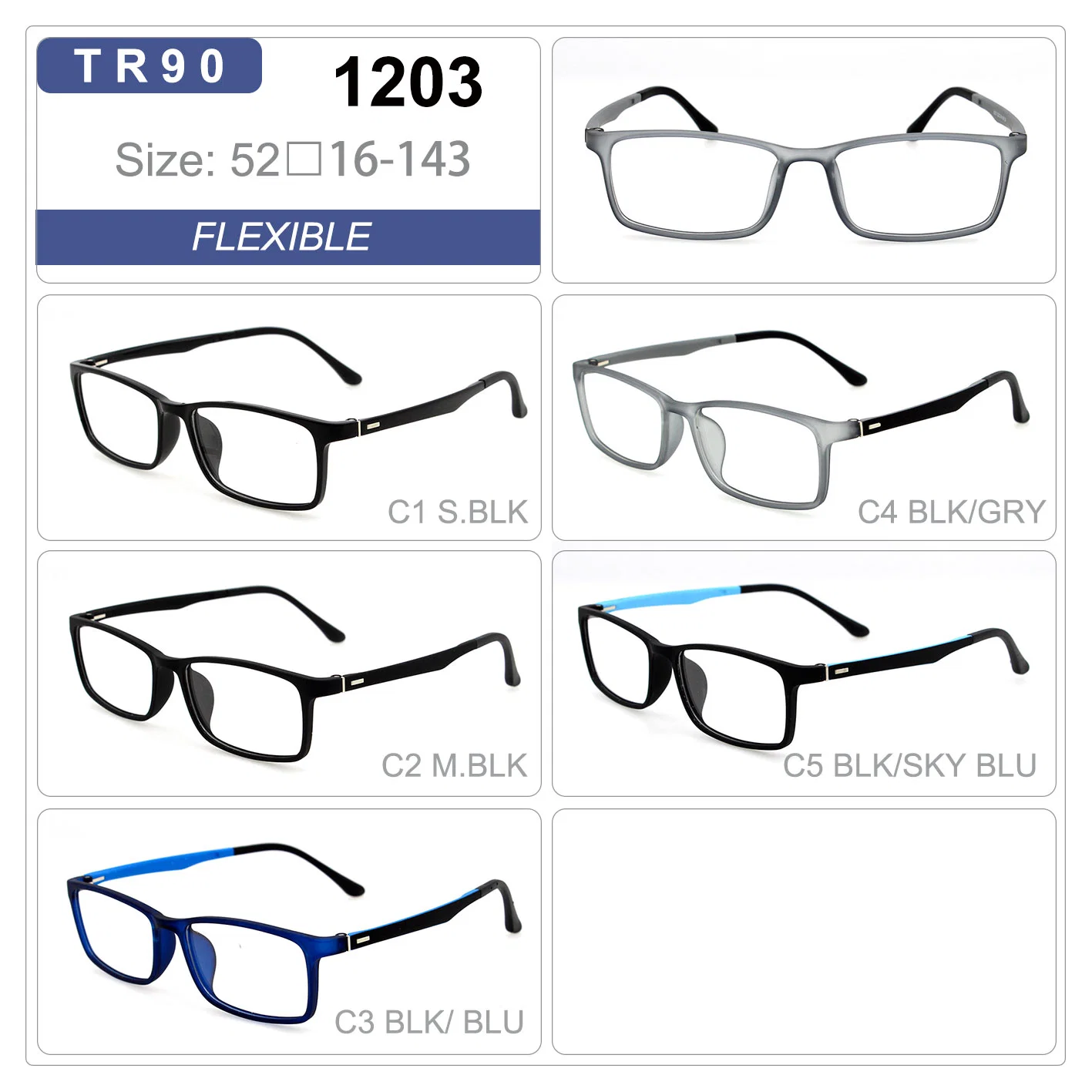 Promotional Cheap Fashion Mens Tr90 Simple Eyeglasses Squared Optical Frames