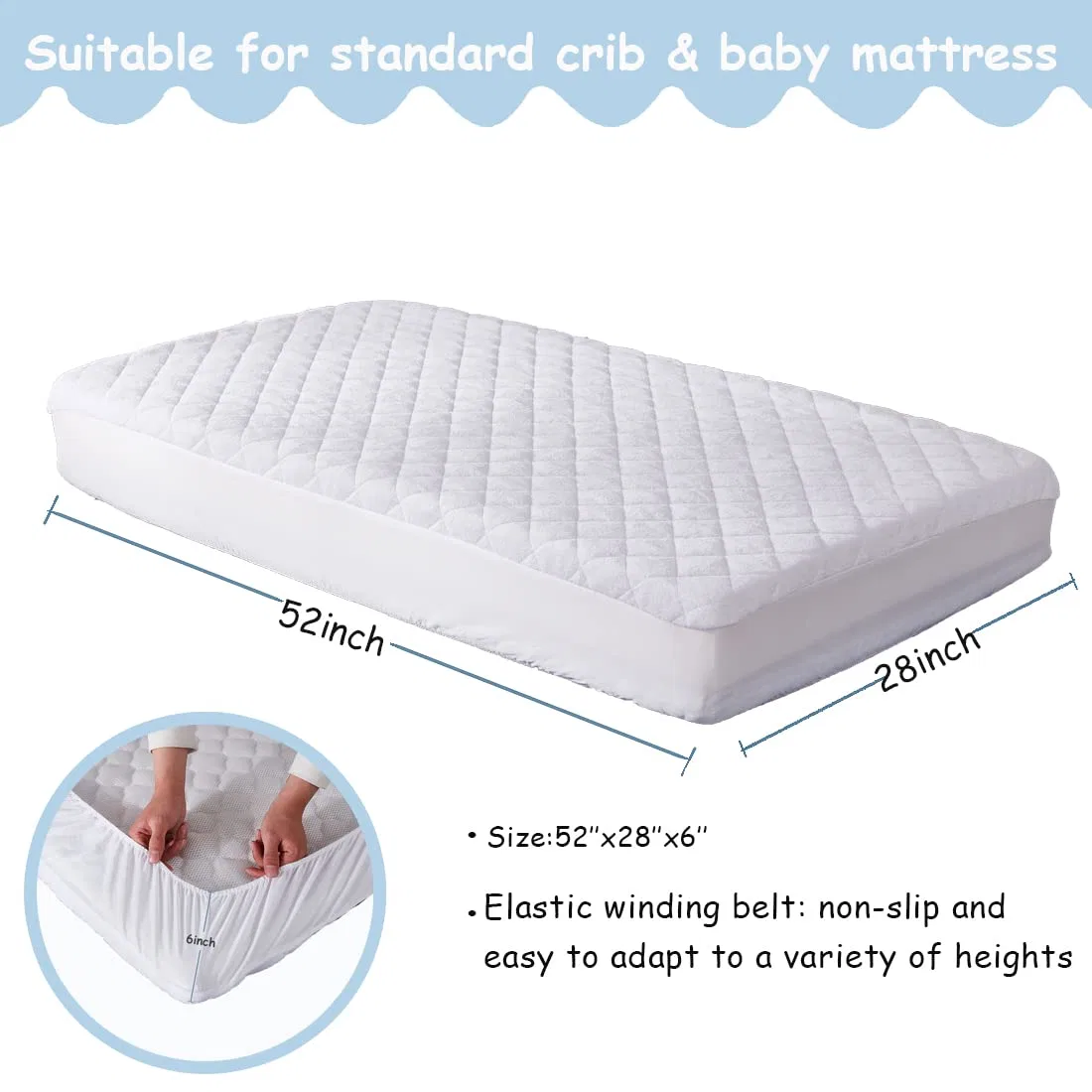 Couvre-matelas matelassé en coton doux pour très petit lit