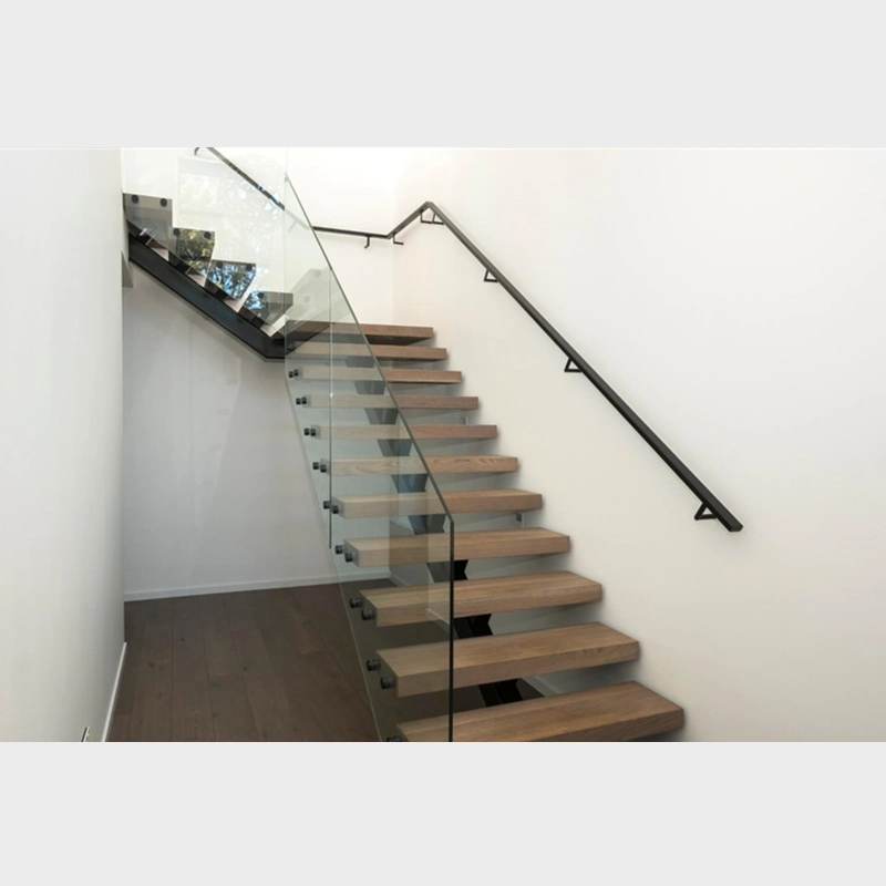 Commercial Curved Staircase Modern Wood Arc Glass Stairs Stainless Steel Staircase