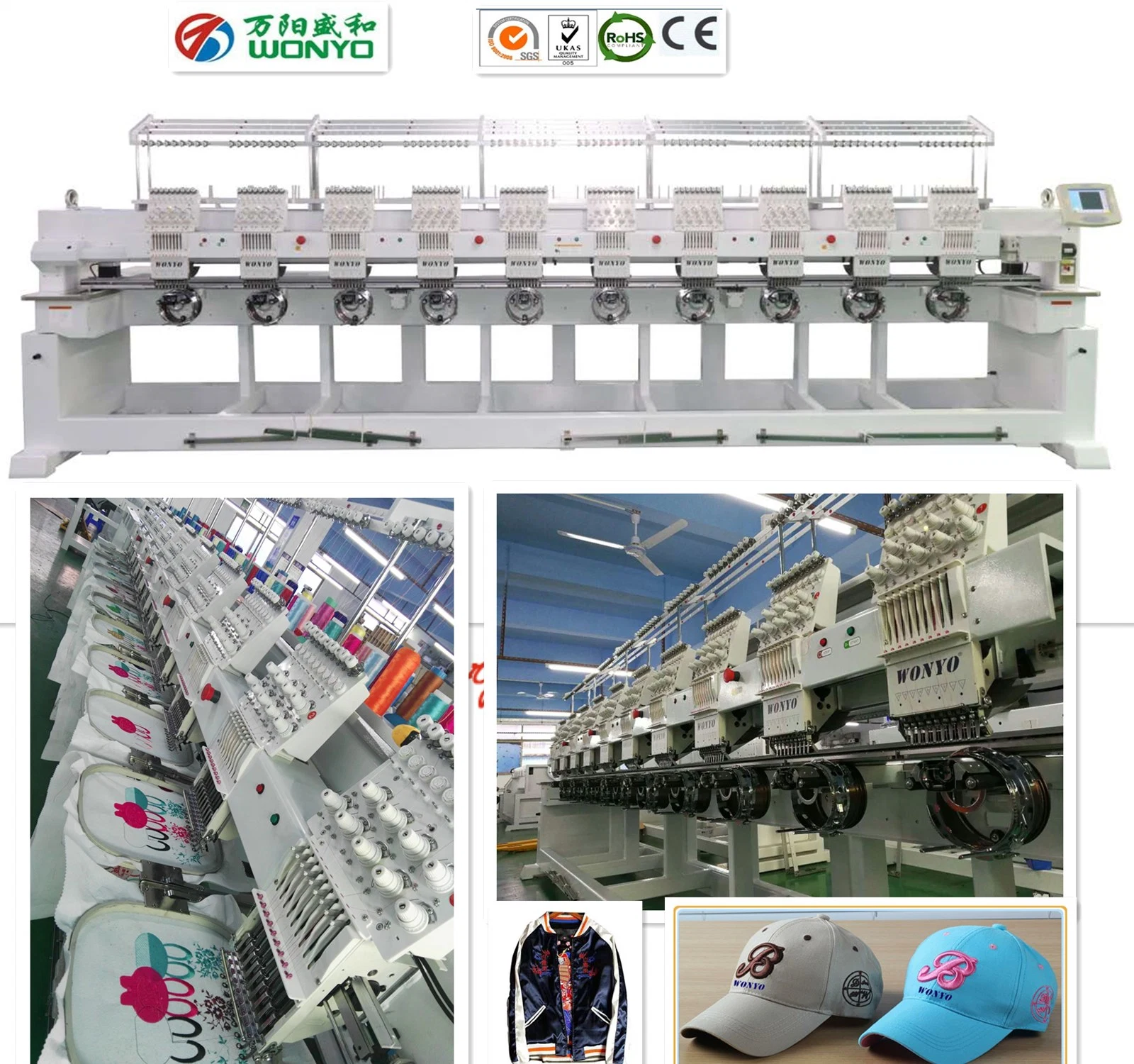 Chinese Computer Controlled 10 Heads Embroidery Machine with Software