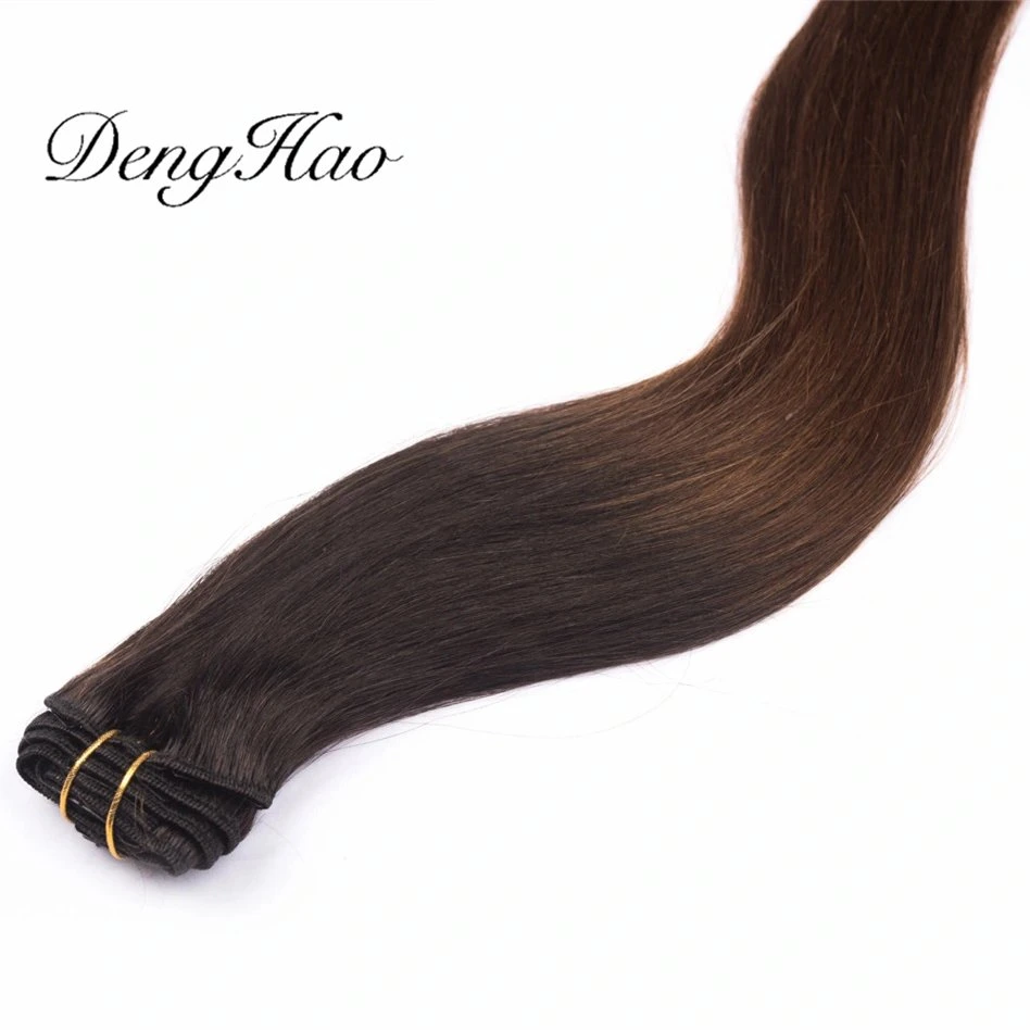 Full Head 100% Human Remy Hair Clip in Hair Extensions Ombre Color