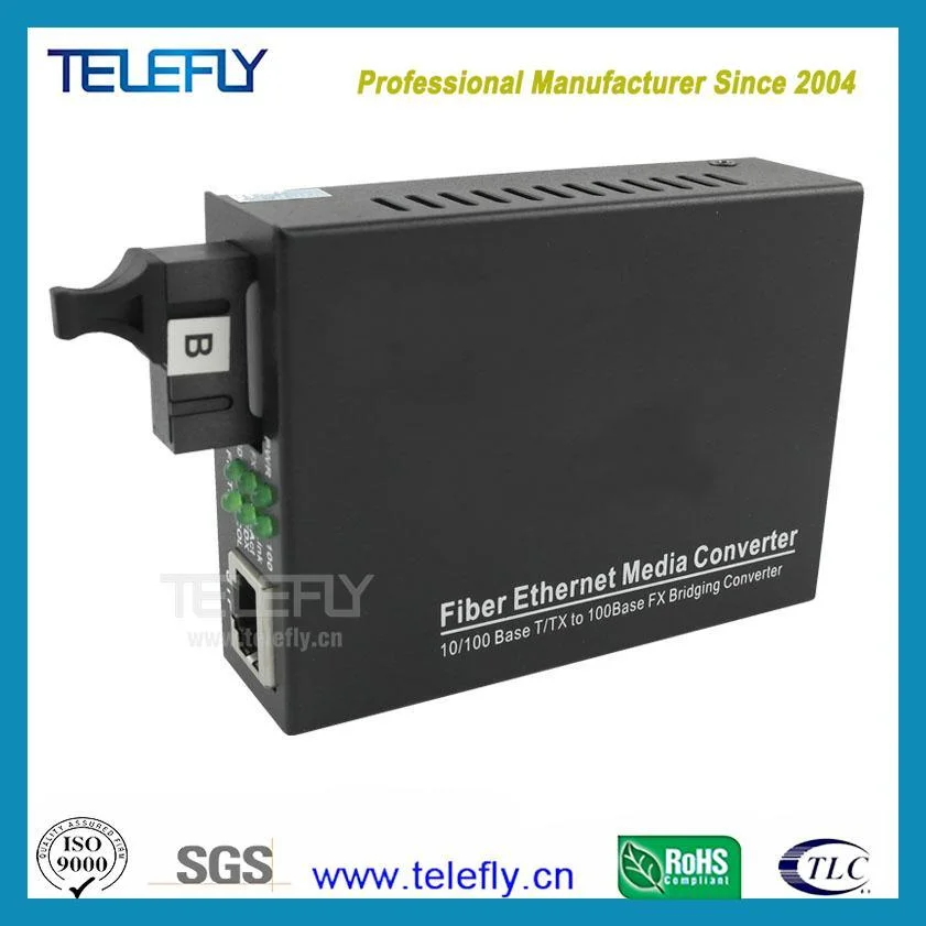 100m 1RJ45 Ethernet 1*9 Sc Single Optical Fiber Media Converter for 100km