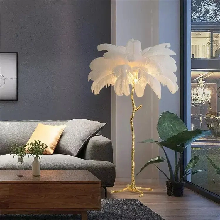 Modern LED Lighting Ostrich Feather Home Hotel Decorative Palm Tree