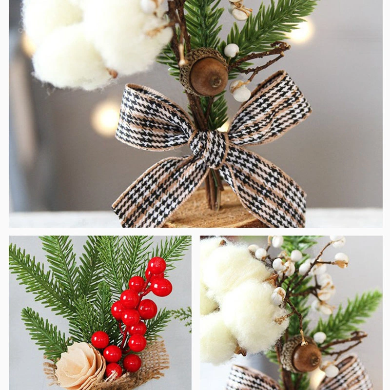 Small Tabletop Christmas Tree with Red Berries Desk Decorations